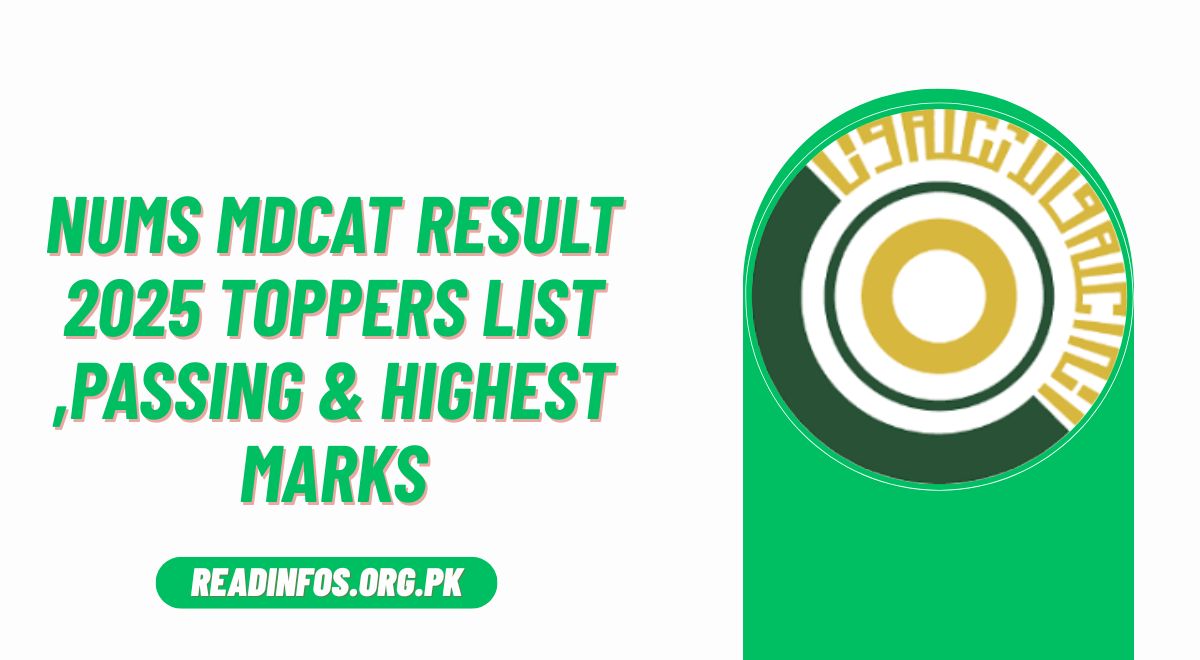 NUMS MDCAT Result 2025 Toppers List ,Passing & Highest Marks
