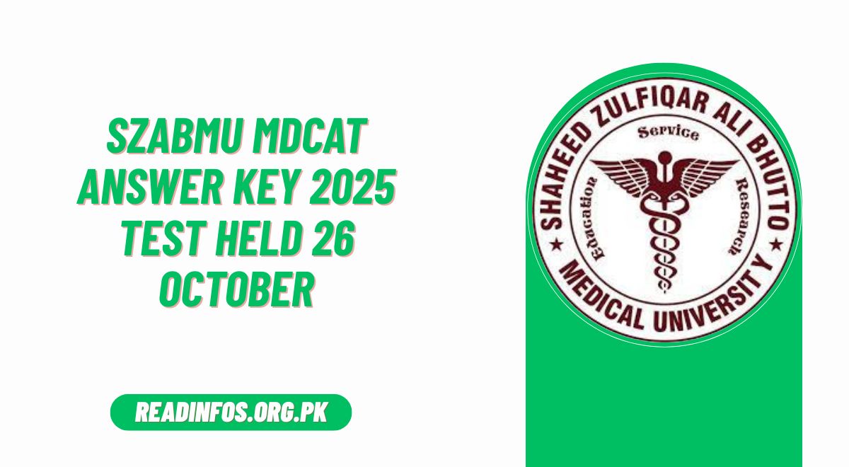 SZABMU MDCAT Answer Key 2025 Test Held 26 October